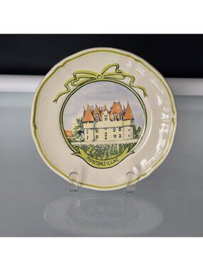 Montbazillac Wine Chateau By Longchamp France Vintage Canape Appetizer Plate 6"